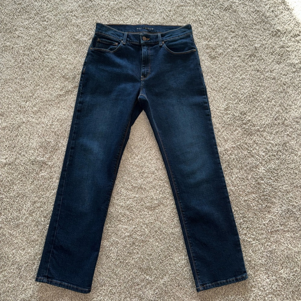 Men's Straight Jeans - Dark Blue by Mott & Bow